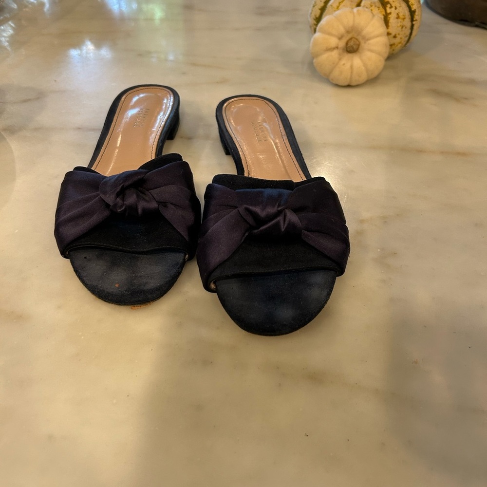 Barney’s Elegant Navy satin Women's Slide Sandals